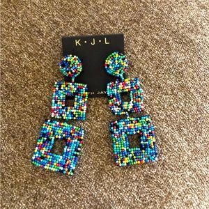 Kenneth Jay Lane Beaded Earrings- Brand New